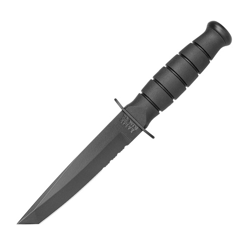 Ka-Bar 1255 - Kurzes Tanto-Militärmesser - Schwarz - Combo - Lederscheide 