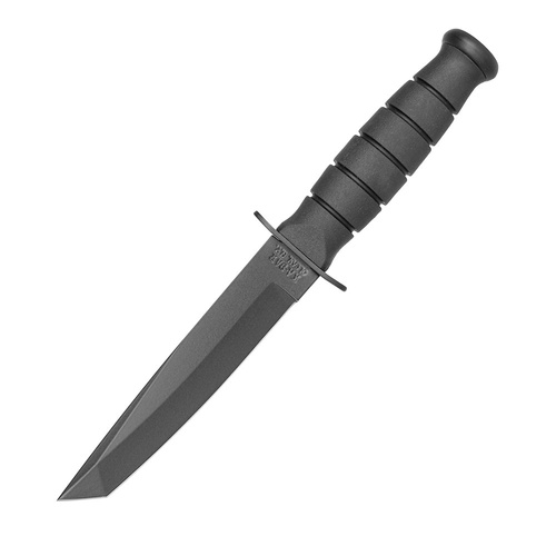 Ka-Bar 1254 - Kurzes Tanto-Militärmesser - Schwarz - Lederscheide